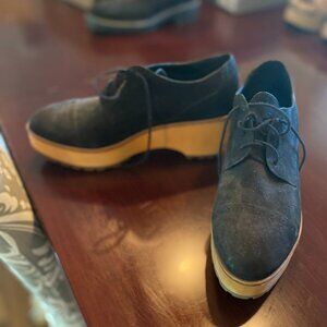 NWOB Eileen Fisher Nubuck Platform Lace up Oxfords Size 8.5